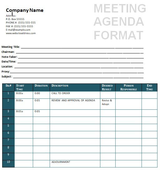 8+ Effective Business Meeting Agenda Template (Excel, Word) - ExcelTMP