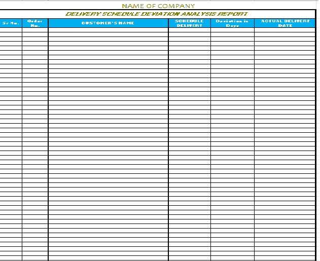 Delivery Schedule Template In Excel Format - Excel Tmp