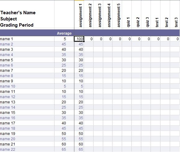 Free GradeBook Template (Excel, Word, PDF) - Excel TMP