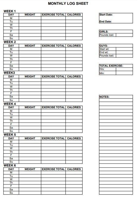 Professional Exercise Log Template Excel - Excel TMP