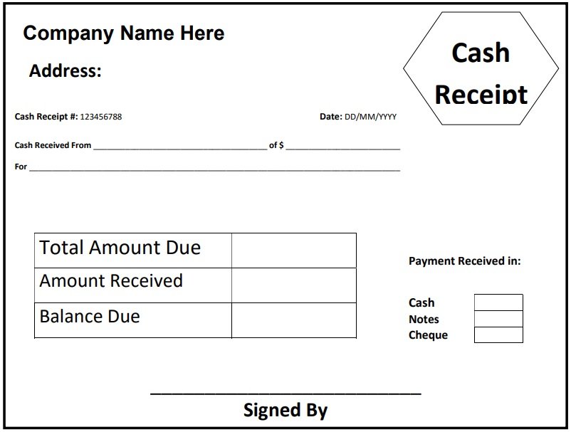 Free Cash Payment Receipt Template (Excel, Word, PDF) - Excel TMP