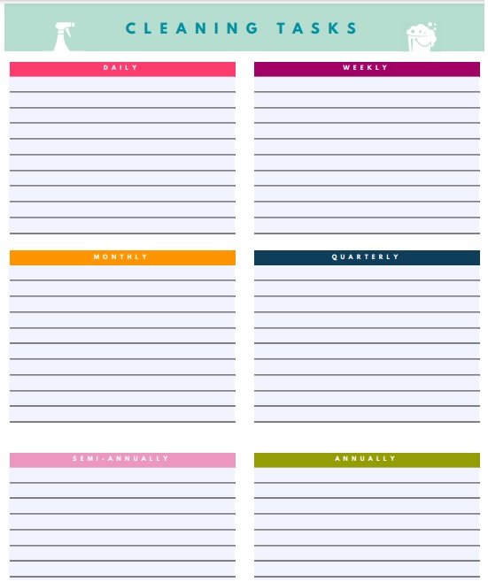 House Cleaning Schedule Template (Word, Excel, PDF) - Excel TMP