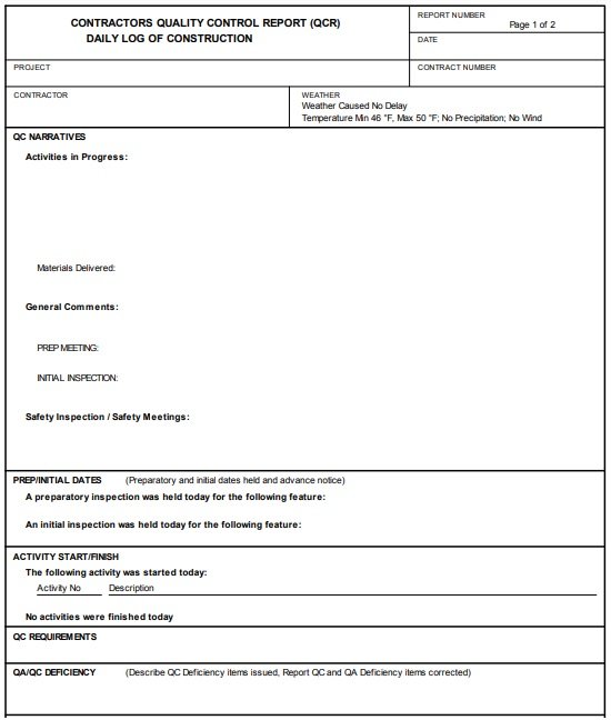 Free Daily Construction Report Template (Excel, Word, PDF) - Excel TMP