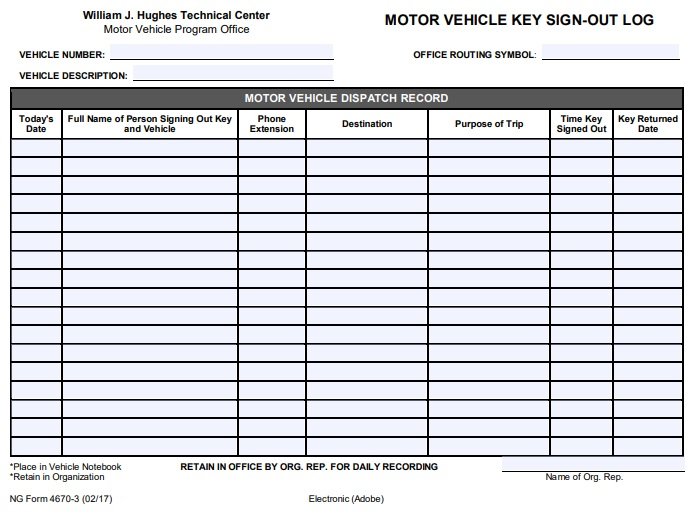 Printable Key Log Template (Excel, Word, PDF) - Excel TMP