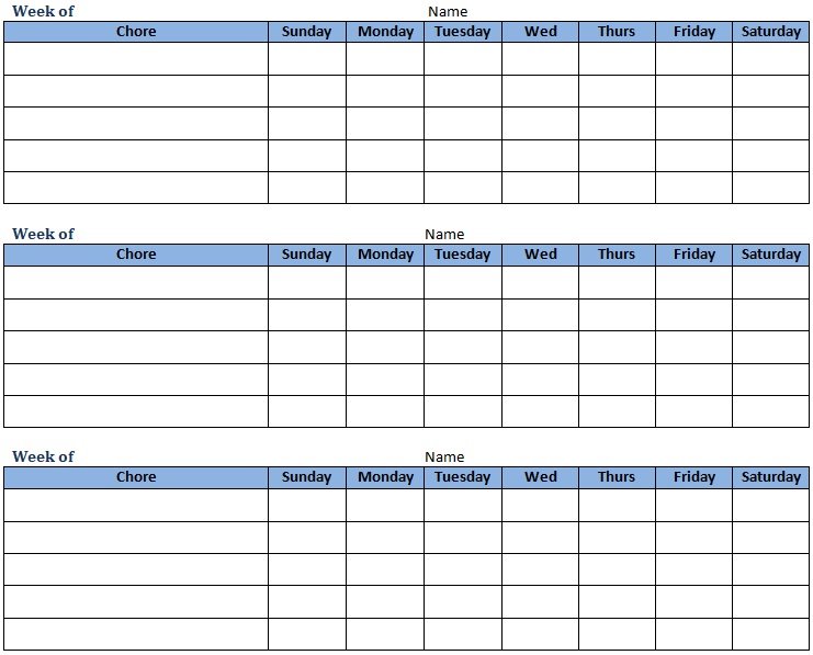 Free Chore Chart Template for Kids (Excel, Word, PDF) - Excel TMP