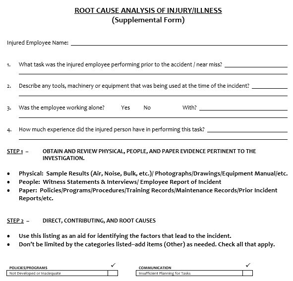 Root Cause Analysis Template [Excel, Word] - Excel TMP