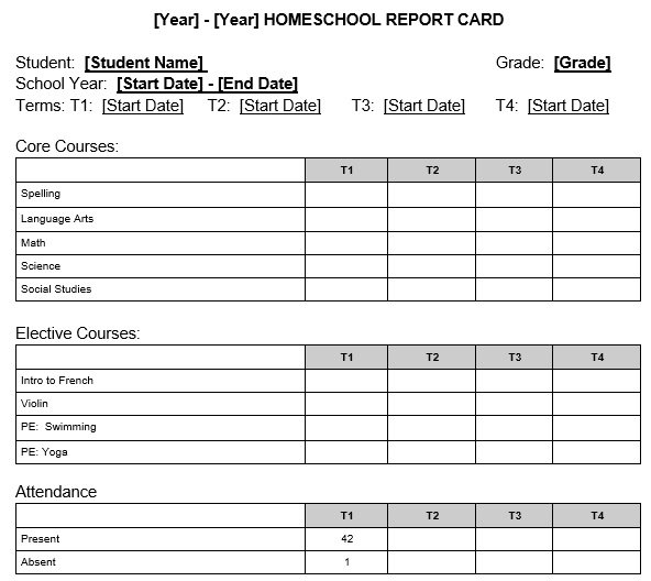 Free Report Card Templates (Excel, Word, PDF) - Excel TMP