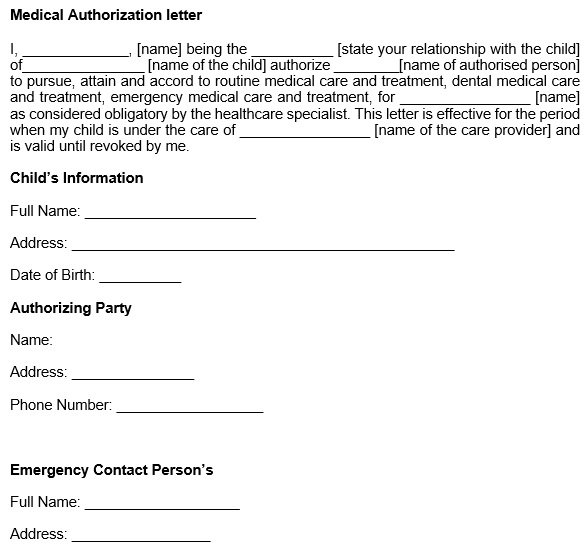 Free Medical Authorization Letter Templates Word PDF Excel TMP