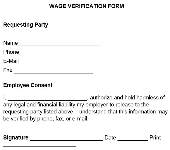 Printable Wage Verification Form Templates (Word, PDF) - Excel TMP