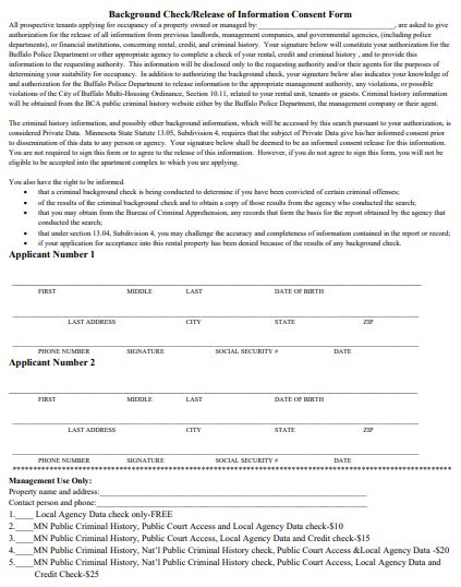 Free Tenant Background Check Authorization Form (Word / PDF) - Excel TMP